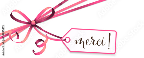 ribbon bow with greetings thanks (french text merci)