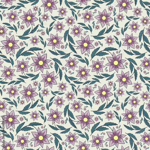 Seamless light pattern with abstract pink flowers  © Larysa
