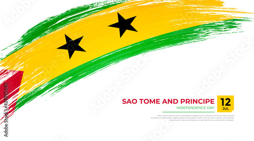Happy Independence day of Sao Tome and Principe background with grunge brush flag illustration
