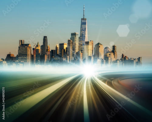 Photography Blur Motion moving to Scene of New york cityscape