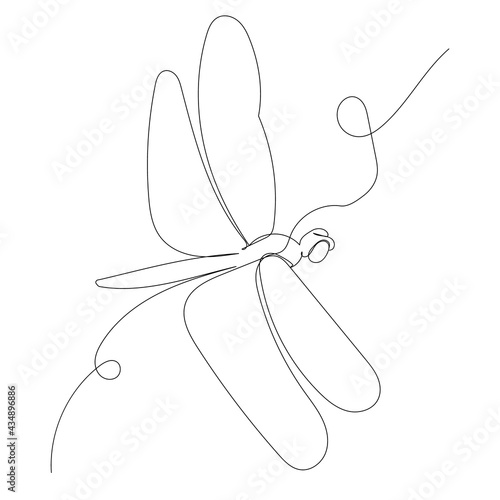 dragonfly one line drawing, sketch, vector, isolated