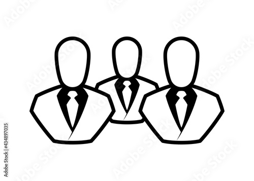 People line icon. Outline persons solid, group linear black pictogram. Simple image business collective people. Labor men collective silhouette. Office staff icon, bodyguards. Employees of bank