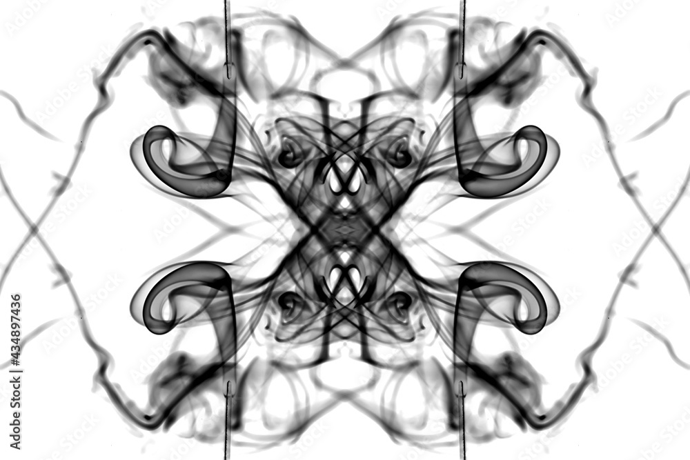Fototapeta premium abstract graphics black white fractal reflection symbol, design effect meditation background