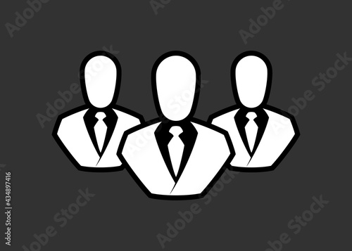 People line icon. Outline persons solid, group linear black pictogram. Simple image business collective people. Labor men collective silhouette. Office staff icon, bodyguards. Employees of bank