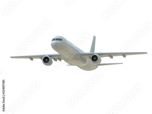 Commercial Passenger Plane in Air on White Aviation Cargo Service