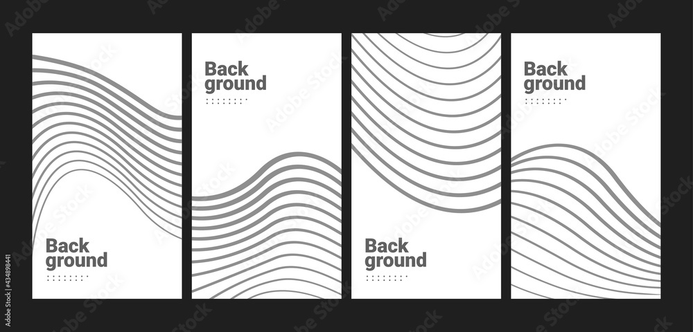 Set of Curve Lines Background With Black and White Color. Good Used for Social Media Banner, Invitation, Greeting Card, etc. - EPS 10 Vector