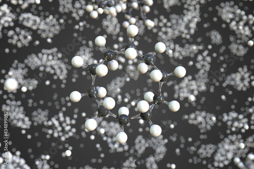 Molecule of cyclodecane, conceptual molecular model. Scientific 3d rendering