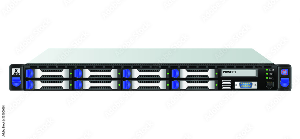 Vetor de Carrier-class 1u server with eight 2.5 inchs hard drives ...