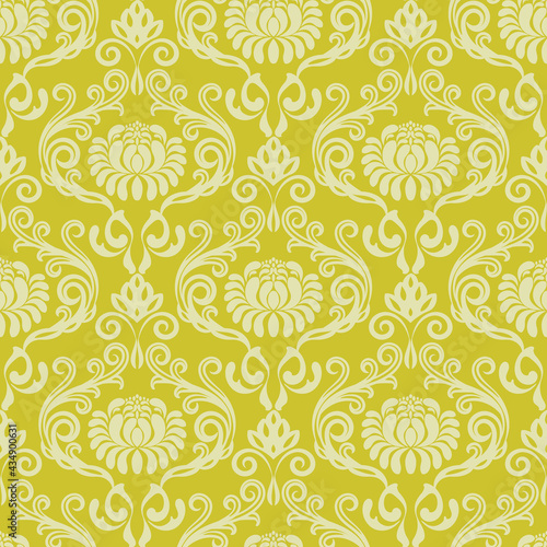Damask seamless vector pattern. Classic old fashioned damask ornament, royal victorian seamless texture for wallpaper, textile, packaging. Baroque floral pattern