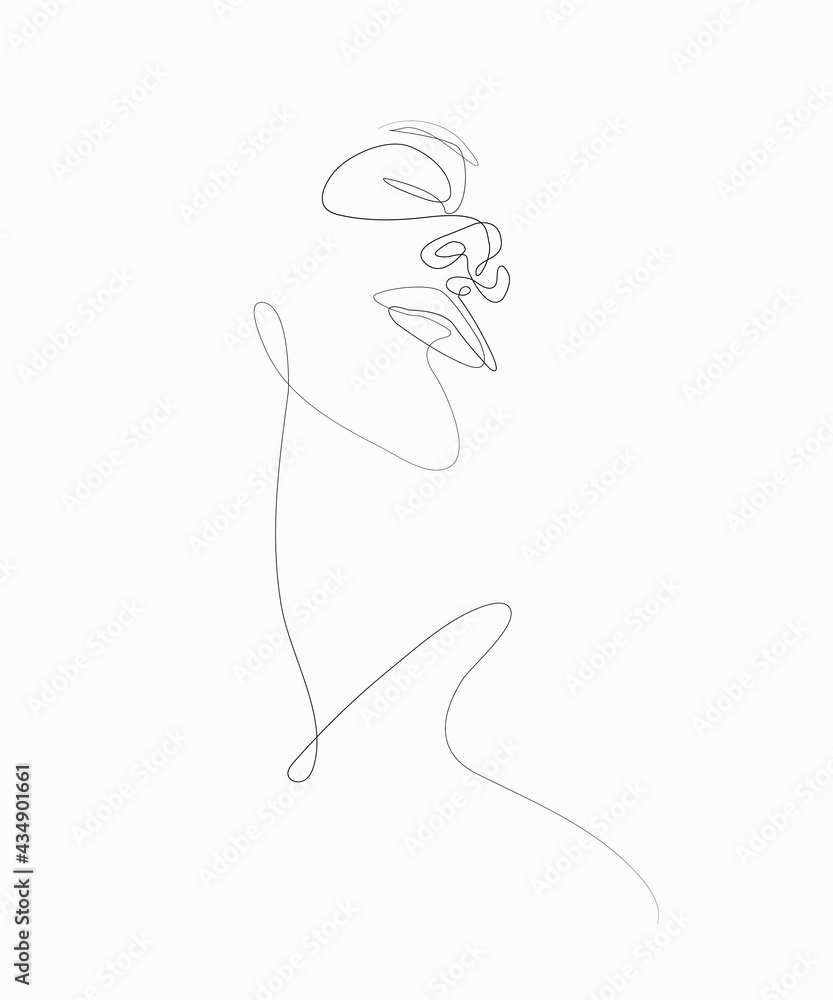 Nude woman face abstract silhouette, continuous line drawing, small tattoo, print for clothes and logo design, emblem or logo design, isolated vector illustration. Nude woman face abstract silhouette, continuous line drawing, small tattoo, print for clothes and logo design, emblem or logo design, isolated vector illustration.