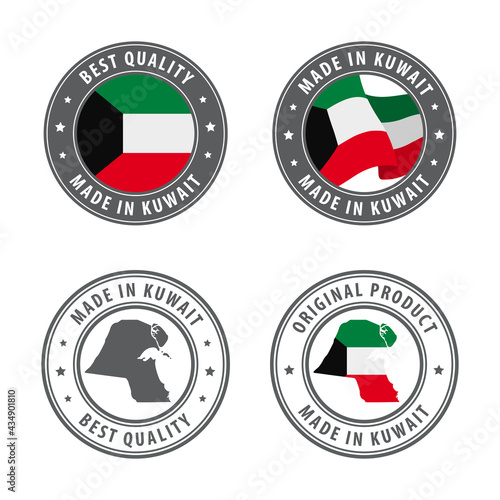 Free Download Made in Kuwait - set of labels, stamps, badges, with the Kuwait map and flag. Best quality. Original product. - GFXLoad