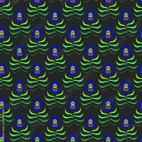 Seamless pattern with peacock feathers 