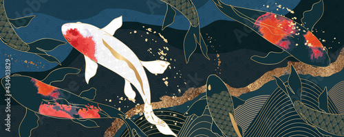 Obraz na plátně Asian background ,Oriental Japanese style abstract pattern background design  wi
