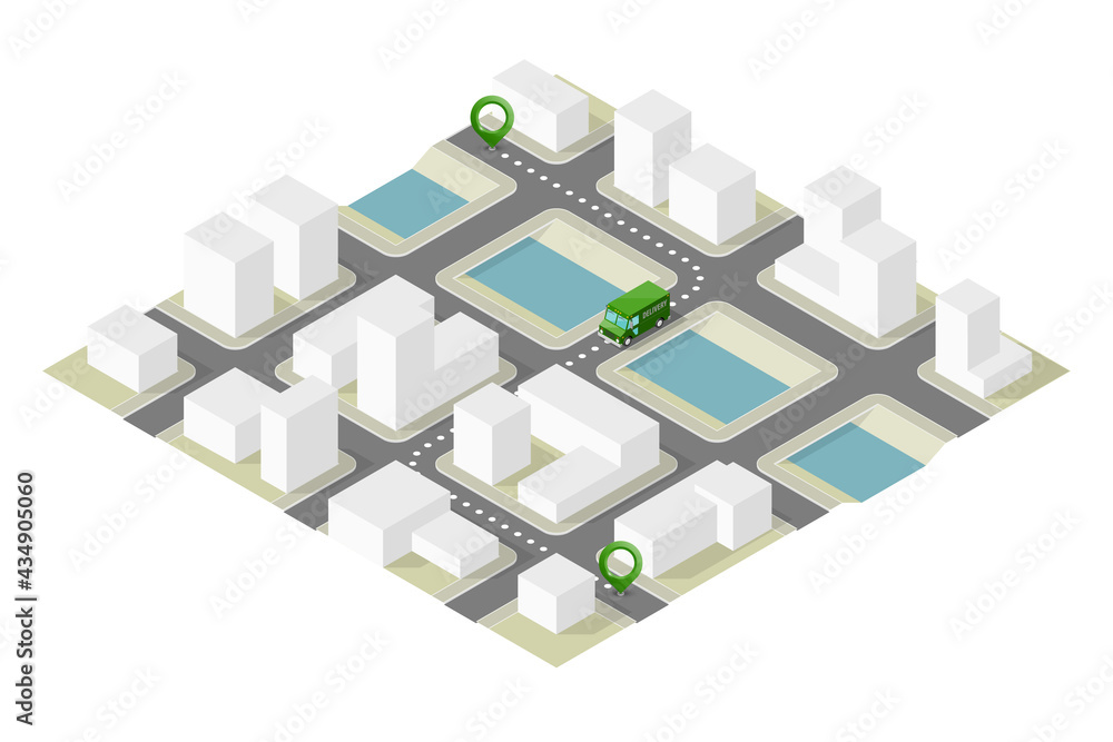 Isometric 3d city delivery van. Cargo truck transportation route, Fast delivery logistic 3d carrier transport, flat isometry city freight car infographic. Low poly style isometry vehicle truck town Isometric 3d city delivery van. Cargo truck transportation route, Fast delivery logistic 3d carrier transport, flat isometry city freight car infographic. Low poly style isometry vehicle truck town