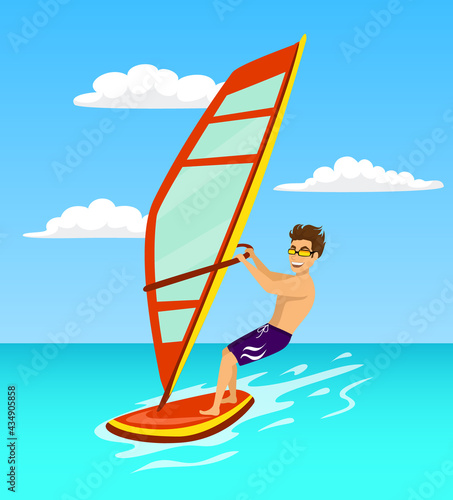 man windsurfing