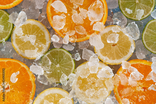 Sliced citrus fruits with c...