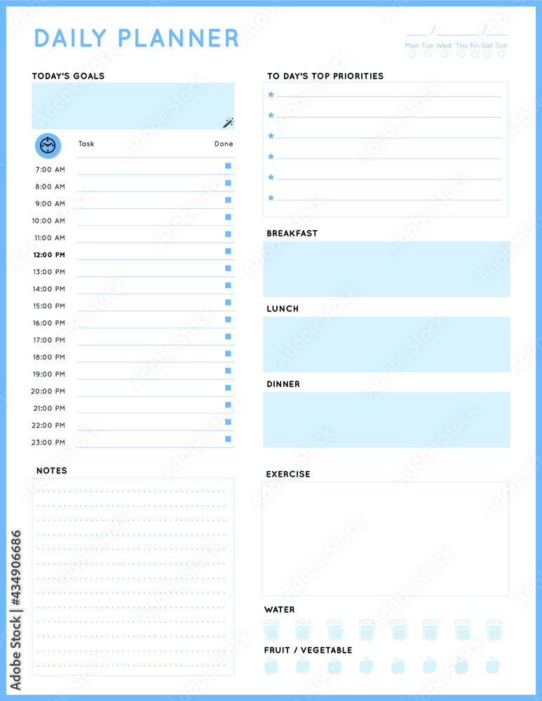 Daily planner template. printable template - Easy to plan your day. Planner note pages templates - Daily tasks, goals and appointments template -Undated Daily Planner with ToDol list - Todays Plan- 8. Daily planner template. printable template - Easy to plan your day. Planner note pages templates - Daily tasks, goals and appointments template -Undated Daily Planner with ToDol list - Todays Plan- 8.
