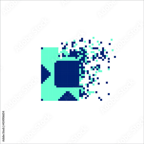 Pixel art 8 bit dispersed filled rectangle, illustration for graphic design