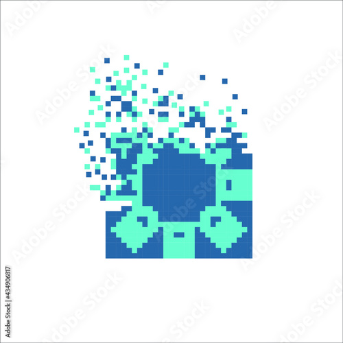 Vector Pixel tile with disintegration effect, illustration for graphic design