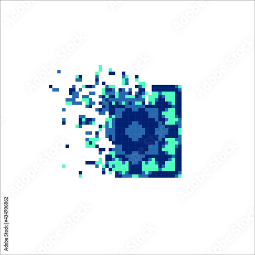 Pixel dispersed filled rectangle, illustration for graphic design