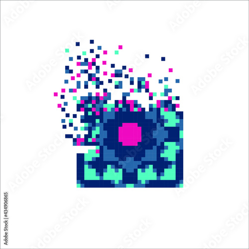 Pixel dispersed filled rectangle, illustration for graphic design