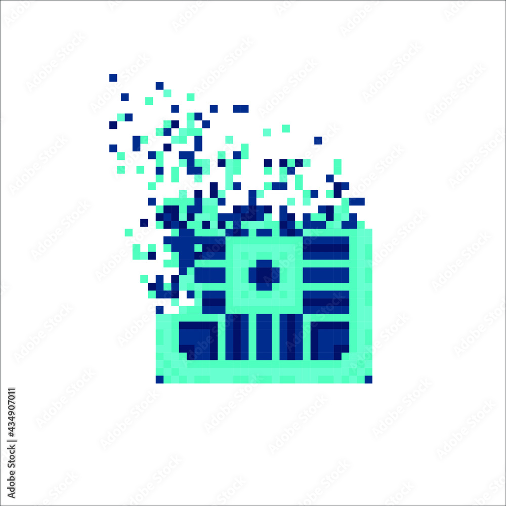Rectangle tile disintegration into pixels, illustration for graphic design Rectangle tile disintegration into pixels, illustration for graphic design