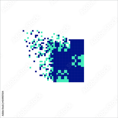 Pixel mosaic dispersed filled rectangle, illustration for graphic design