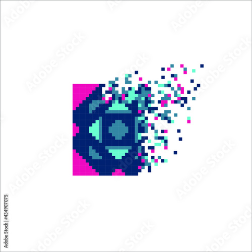 Digital Pixel dispersed filled rectangle, illustration for graphic design