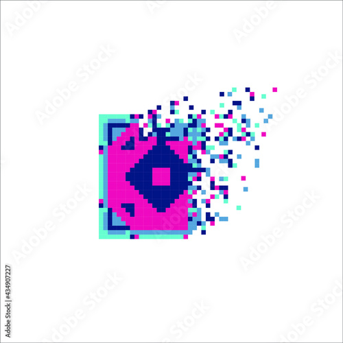 Pixel dispersed filled rectangle, illustration for graphic design