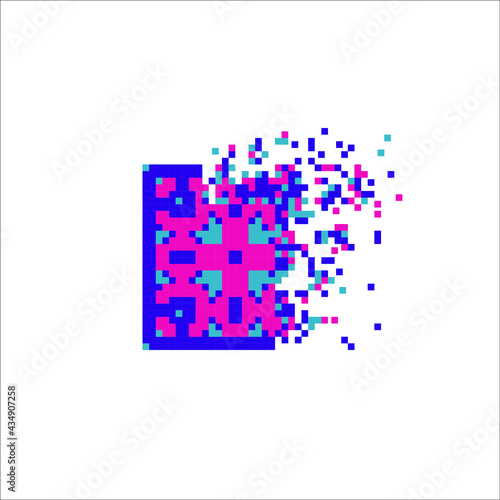 Pixel dispersed filled rectangle, illustration for graphic design