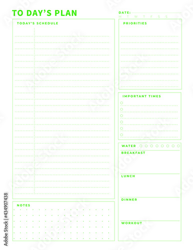 Daily planner template. printable template - Easy to plan your day. Planner note pages templates - Daily tasks, goals and appointments template -Undated Daily Planner with ToDol list - Todays Plan- 8.