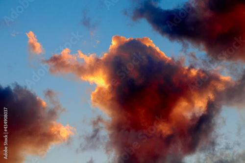 colorful clouds at sunset against the blue sky