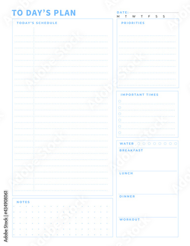 Daily planner template. printable template - Easy to plan your day. Planner note pages templates - Daily tasks, goals and appointments template -Undated Daily Planner with ToDol list - Todays Plan- 8.