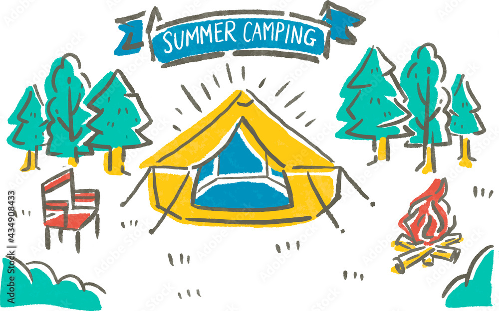 Set of camping icons illustration in vector