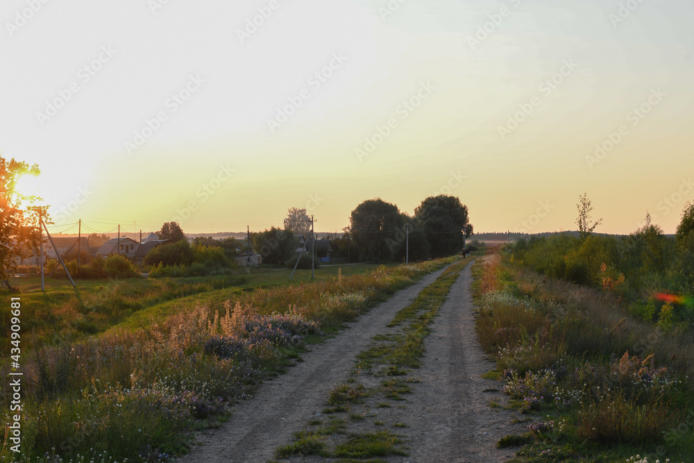 evening road to the village