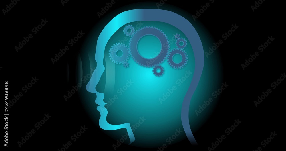 Gears spin in a person's head and numbers appear. 4K animation. The digital brain offers data. Illustration of the thought process. Digital transformation. 4k video animation.
Gears spin in a person's head and numbers appear. 4K animation. The digital brain offers data. Illustration of the thought process. Digital transformation. 4k video animation.