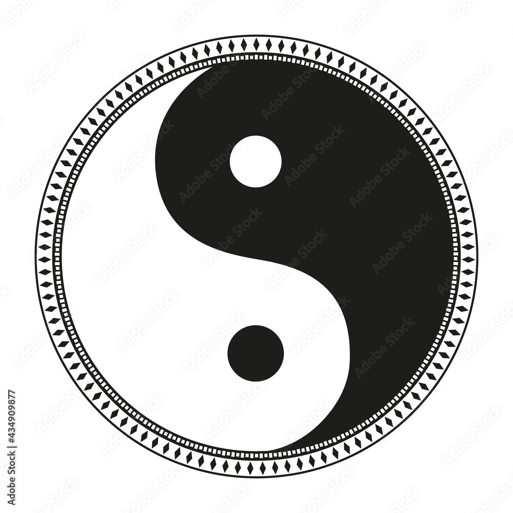 Yin and Yang. Hand drawn mandala on isolation background. Design for spiritual relaxation for adults. Line art creation. Outline for tattoo, printing on t-shirts, posters Yin and Yang. Hand drawn mandala on isolation background. Design for spiritual relaxation for adults. Line art creation. Outline for tattoo, printing on t-shirts, posters