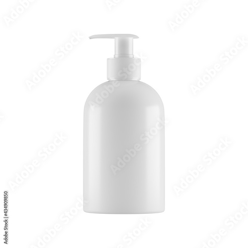 Plastic opaque cream bottle isolated on white background, 3D illustration.