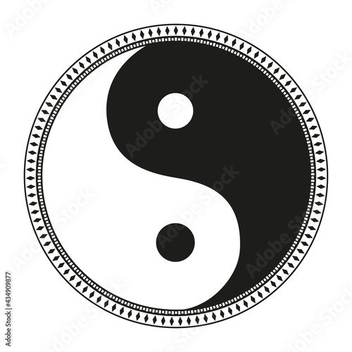 Wallpaper Mural Yin and Yang. Hand drawn mandala on isolation background. Design for spiritual relaxation for adults. Line art creation. Outline for tattoo, printing on t-shirts, posters Torontodigital.ca