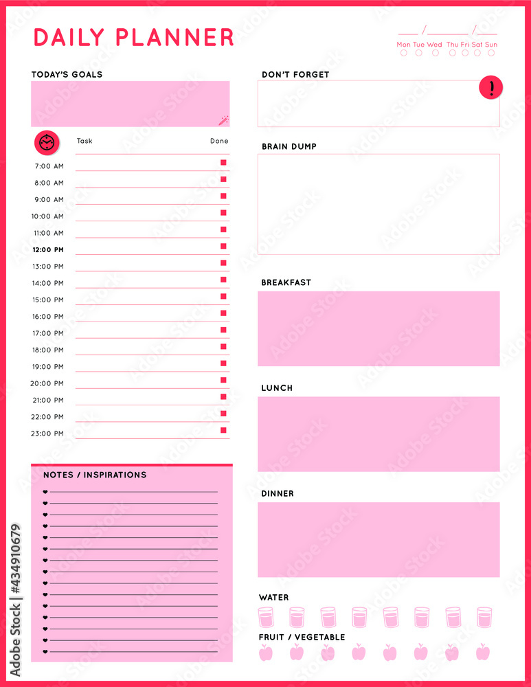 Daily planner template. printable template - Easy to plan your day. Planner note pages templates - Daily tasks, goals and appointments template -Undated Daily Planner with ToDol list - Todays Plan- 8. Daily planner template. printable template - Easy to plan your day. Planner note pages templates - Daily tasks, goals and appointments template -Undated Daily Planner with ToDol list - Todays Plan- 8.