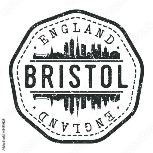 Bristol, UK Stamp Skyline Postmark. Silhouette Postal Passport. City Round Vector Icon. Vintage Postage Design