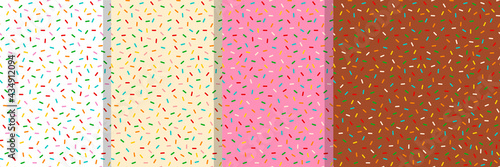 A set of 4 donut sprinkling patterns. Vector illustration.
