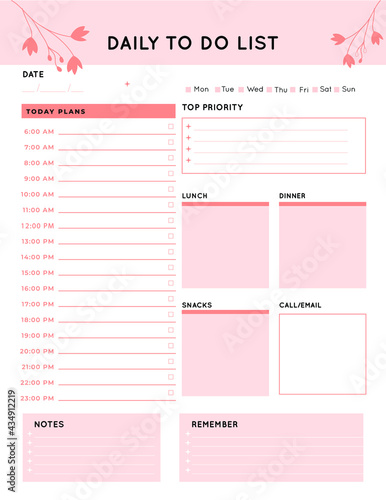 Daily planner template. printable template - Easy to plan your day. Planner note pages templates - Daily tasks, goals and appointments template -Undated Daily Planner with ToDol list - Todays Plan- 8.