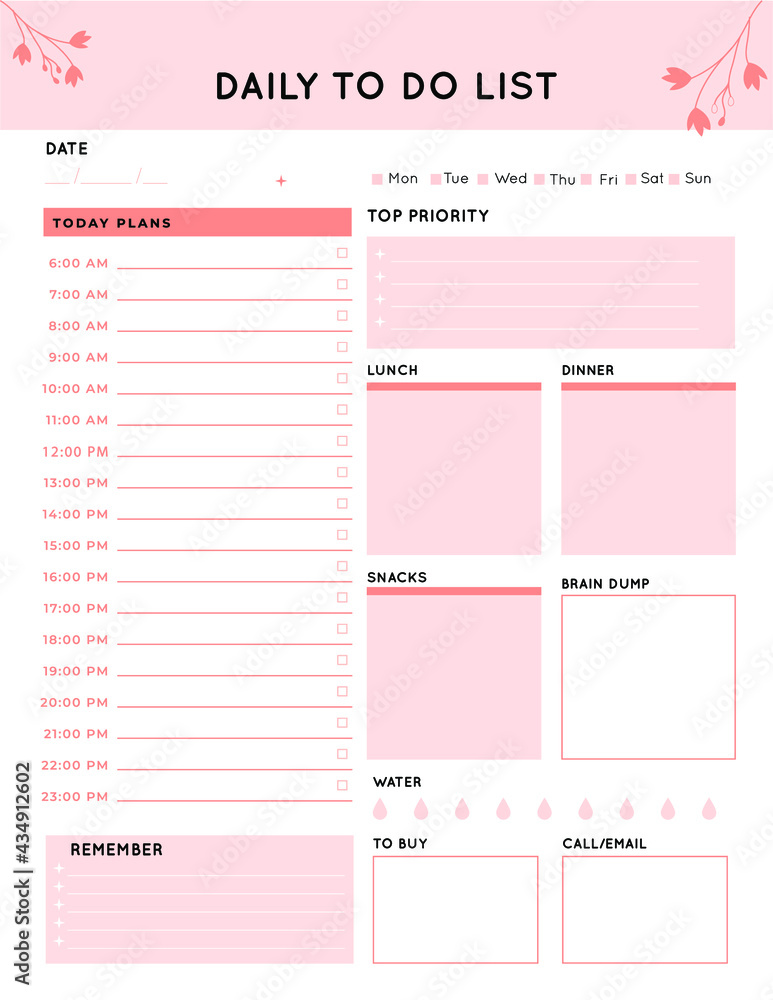 Daily planner template. printable template - Easy to plan your day ...