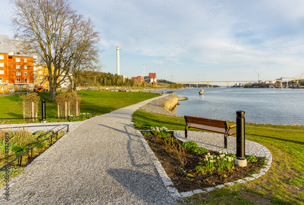 Coastline scenery in the late spring afternoon by Baltic sea