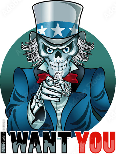 skeleton uncle sam pointing