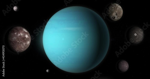 Uranus planet and her moons in the outer space photo