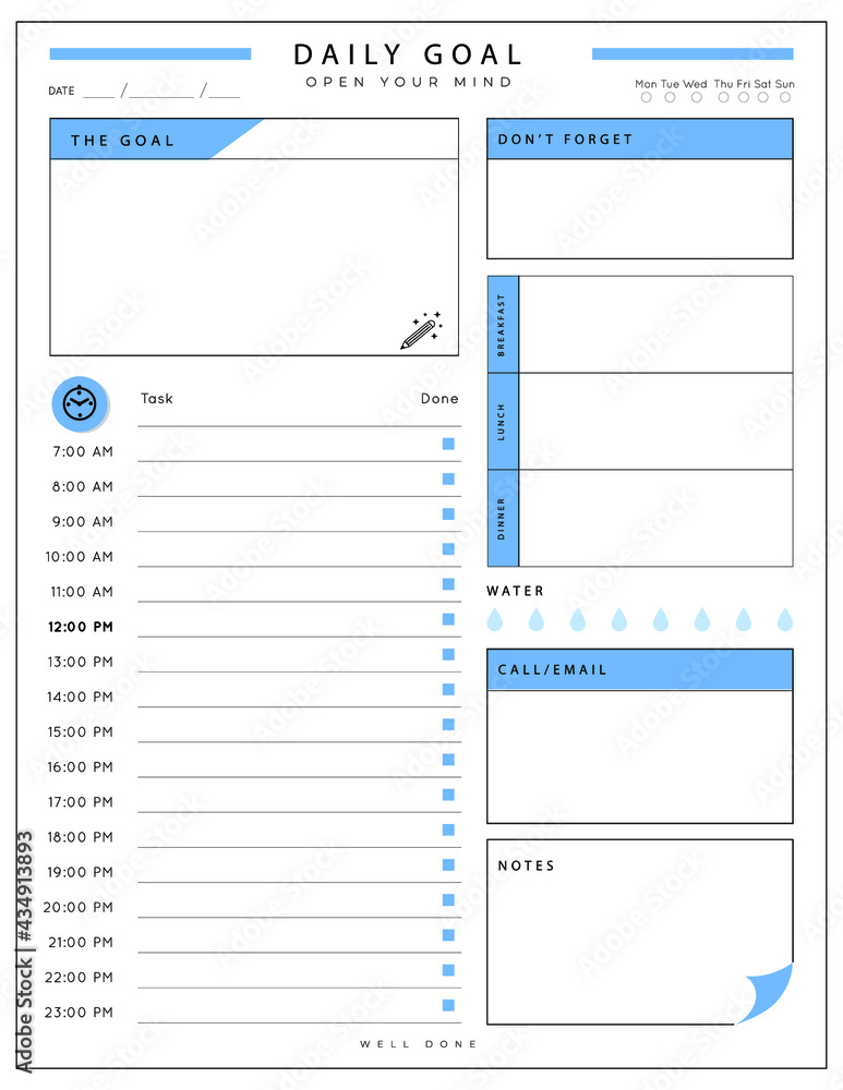 Daily planner template. printable template - Easy to plan your day. Planner note pages templates - Daily tasks, goals and appointments template -Undated Daily Planner with ToDol list - Todays Plan- 8. Daily planner template. printable template - Easy to plan your day. Planner note pages templates - Daily tasks, goals and appointments template -Undated Daily Planner with ToDol list - Todays Plan- 8.