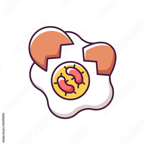 Foodborne disease RGB color icon. Spoilage and rotting of contaminated foods. Infectious virus sources. Pathogenic bacteria transmission. Isolated vector illustration
