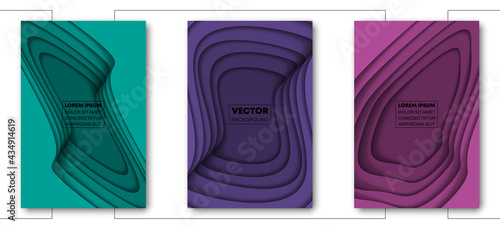 Minimal covers paper cut design. Cool halftone gradients. Future wave template banner. vector EPS10